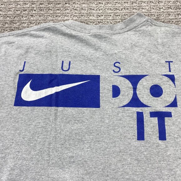 Vintage 90s Nike T-Shirt Men Large L Gray Just Do It Spell Out Graphic Print - Picture 7 of 11